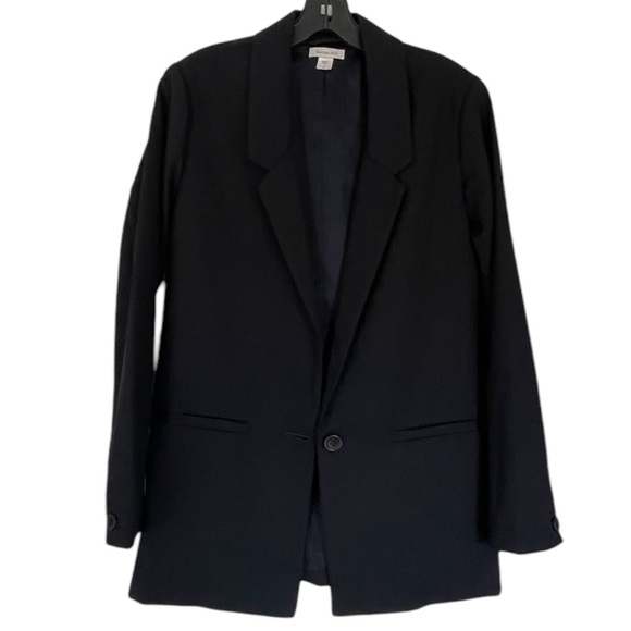 Garnet Hill Blue 100% Wool One button Blazer Jacket NWOT size 0 Oversized - Picture 1 of 8